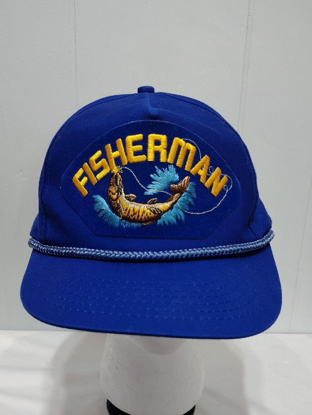 Vintage Fisherman Hat Fishing Snapback Rope Cap Fish Graphic Blue Outdoor‎ Dad